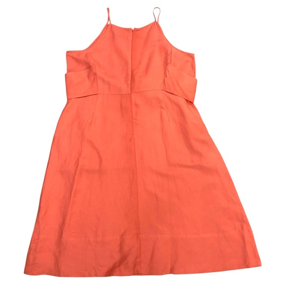 NWT LOFT Petites Coral Linen Blend Midi Dress with Tie Waist and Pockets 18P - Picture 6 of 6